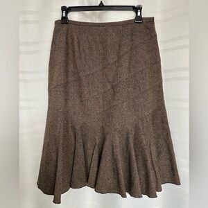 Ann Taylor Brown Wool Blend Flounce Hem Skirt – Size 4